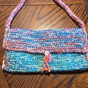 Handmade Crochet Rainbow Clutch with Strap 🌈✨